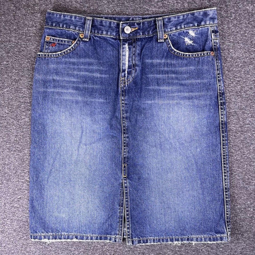 American Eagle Skirt Womens 4 Blue AE‎ A-Line Boho Denim Pockets & Slitted 31x21